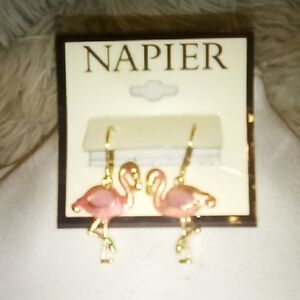 Napier Gold and Pink Flamingo Earrings